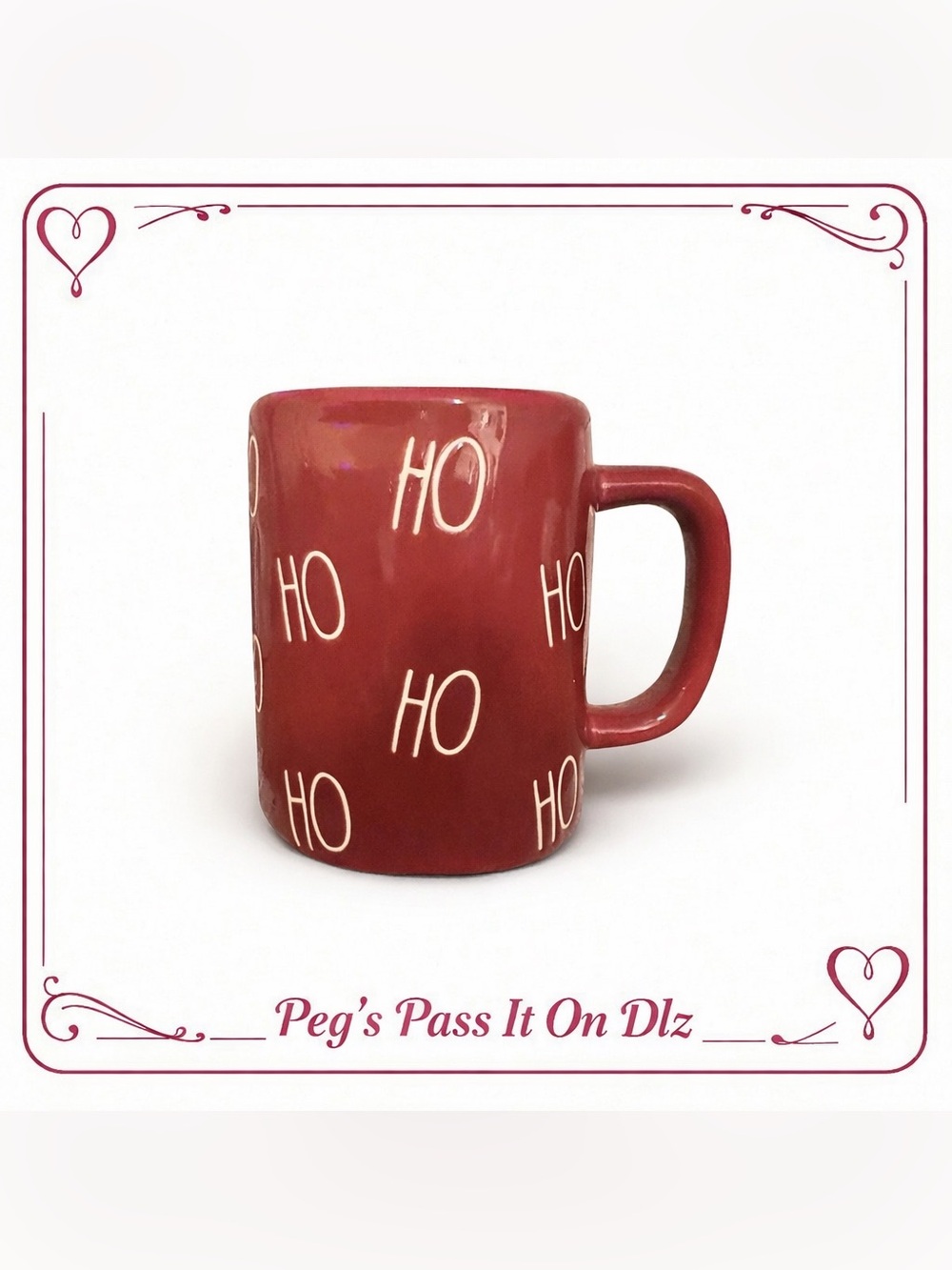🆕 Rae Dunn Artisan Collection by Magenta Red Glossy 16oz Christmas Mug HO HO HO